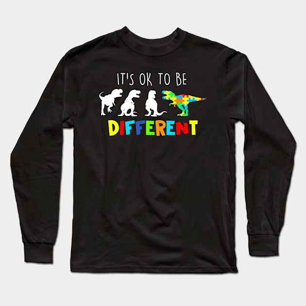 autism awareness T-Shirt It's Ok To Be Different Autism Gift Long Sleeve T-Shirt by cotevalentine